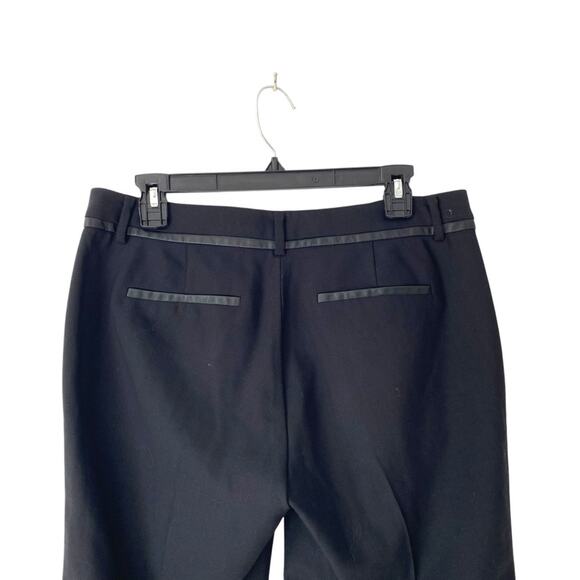 Vince Black Tuxedo Stripe Stretch Wool Ankle Pants size 6 Faux Leather - Picture 3 of 6